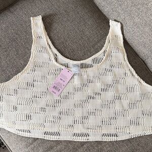 wild fable Cream Crochet Swim Coverup Tank